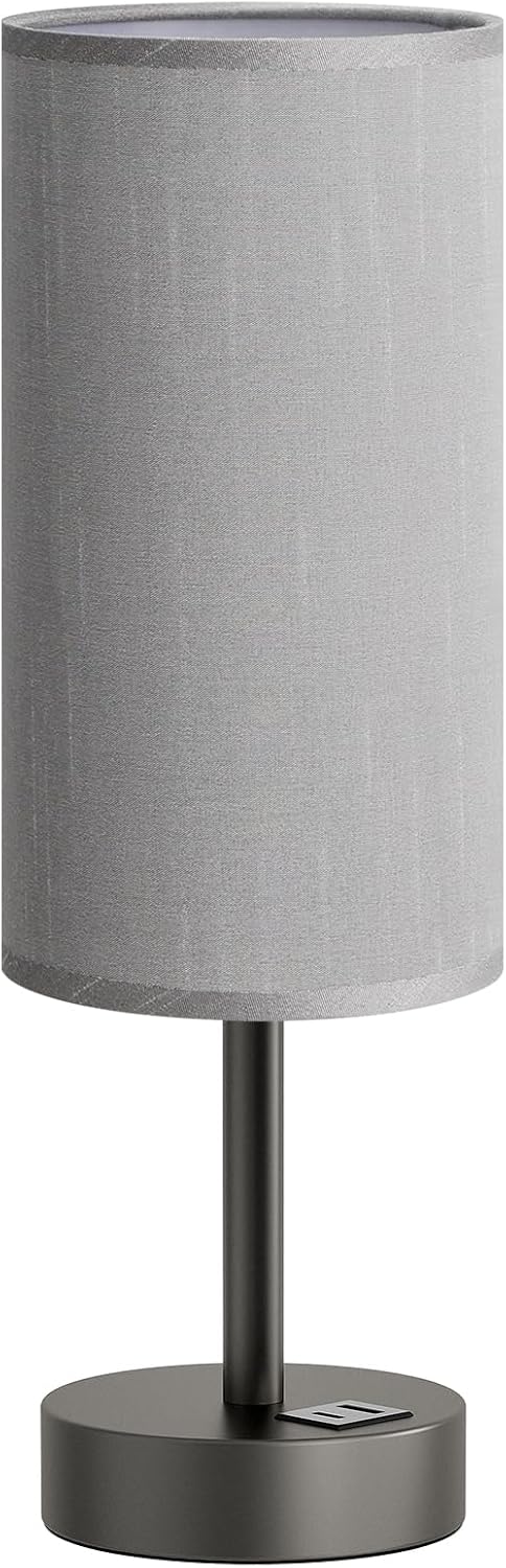 Dicoool Touch Bedside Table Lamp with USB - 3 Way Dimmable Wood Lamp for Bedroom Nightstand, Desk Lamp with Charging Station for Dorm, Living Room, Office, Kids Room, Small, 14in