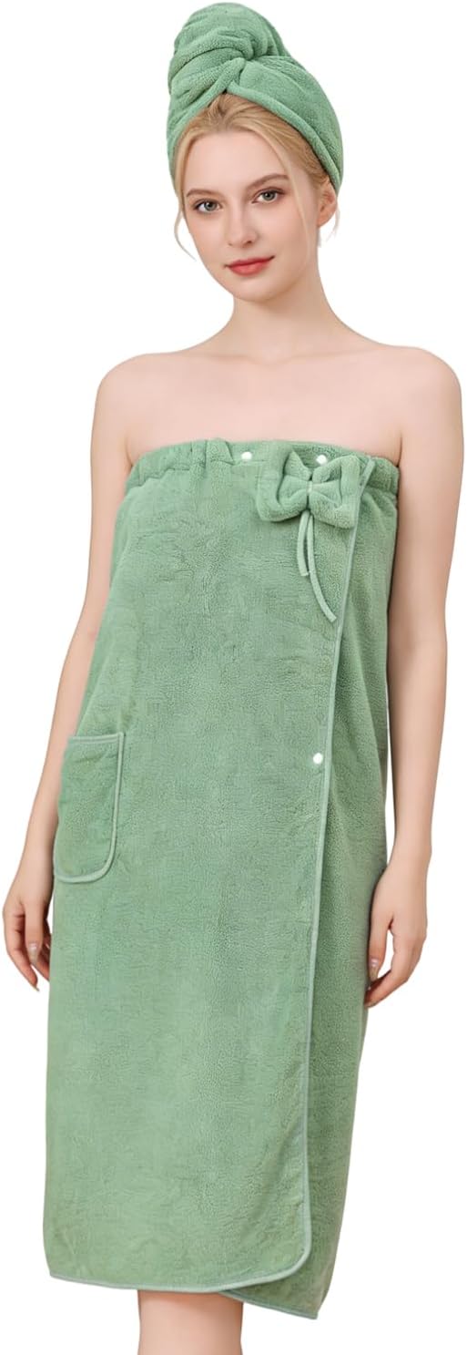 Towel Wrap for Women, Women'S Soft Wrap Towel Full Length，Bath Robe After Shower Female Plush Long，Spa Bathrobes Lightweight