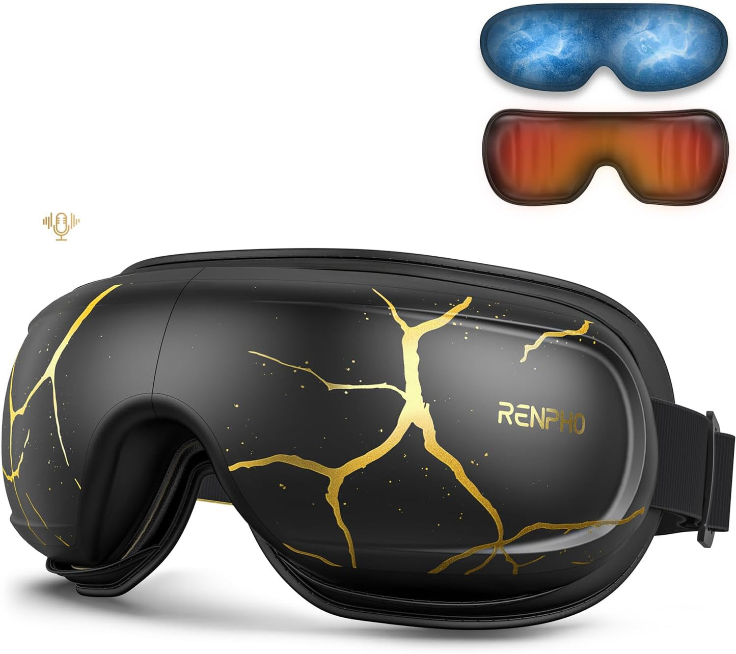 RENPHO Eye Massager with Heat and Cooling Voice Control, Birthday Gifts for Men Women, FSA Eligible HSA, Massaging Eye Mask for Dry Eyes Head Tension and Stress Relief - Eyeris Kintsugi