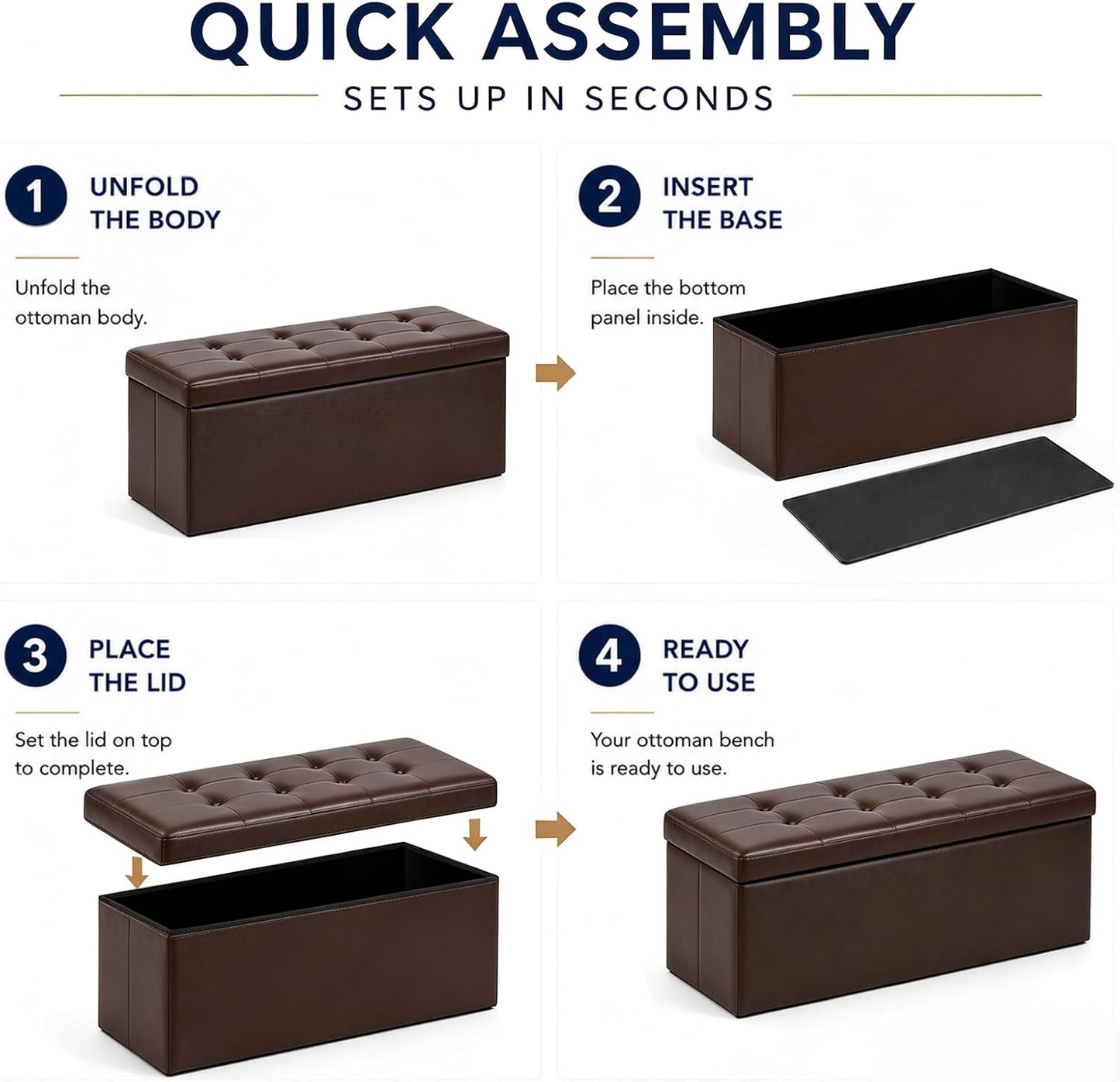 ALASDO Storage Ottoman Footrest Stool Small Ottoman with Storage Foldable Ottomans Foot Rest Footstool Bench for Living Room 17x13x13inches Grey