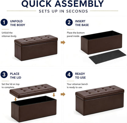ALASDO Storage Ottoman Footrest Stool Small Ottoman with Storage Foldable Ottomans Foot Rest Footstool Bench for Living Room 17x13x13inches Grey