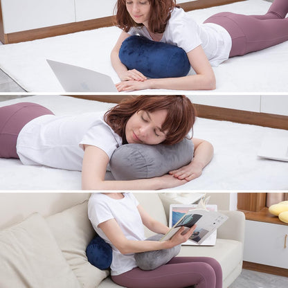 1 MIDDLE ONE Round Cylinder Bolster Pillow with Removable Velvet Cover, Tube Roll Cervical Pillow for Head, Neck, Back and Legs Support, 13"x 6", Blue