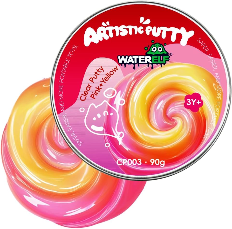 WATERELF Galaxy Putty Slime for Kids - Children's Day Gift, Fidget Sensory Artistic Therapy Putty Toys for Boys Girls Adults, Stress Relief Non-Sticky, 3.11 Inch 3.2 Oz – Golden/Red