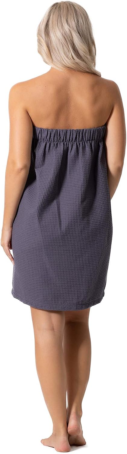 Turkish Linen Women’s Waffle Spa Body Wrap with Adjustable Closure