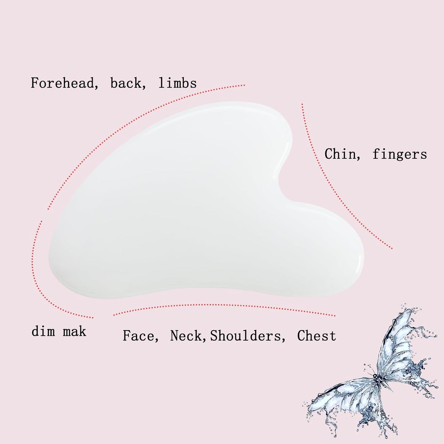 Gua Sha Jade Stone Gua Sha Massage Tool, Guasha Tool for Face and Body Skin Massage. Tools for SPA Acupuncture, Pink Stone for Body Face Neck and Eye, Skin Care Gift for Woman (Pink)