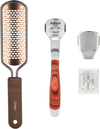 Foot File Foot Scrubber Pedicure - Callus Remover for Feet Easkep Professional Grater Rasp Foot Scraper Corns Callous Removers Cracked Dead Skin Remover for Dry and Wet Feet (Golden)
