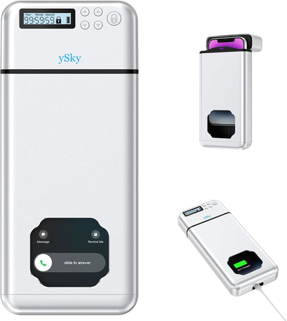 ySky Metal Phone Lock Box with Timer,Portable Timed Phone Lock Box for iPhone and Android Phones, Self-Control Timer Phone Locker to Help Kids,Students to Reduce Screen time,Phone Jail Box