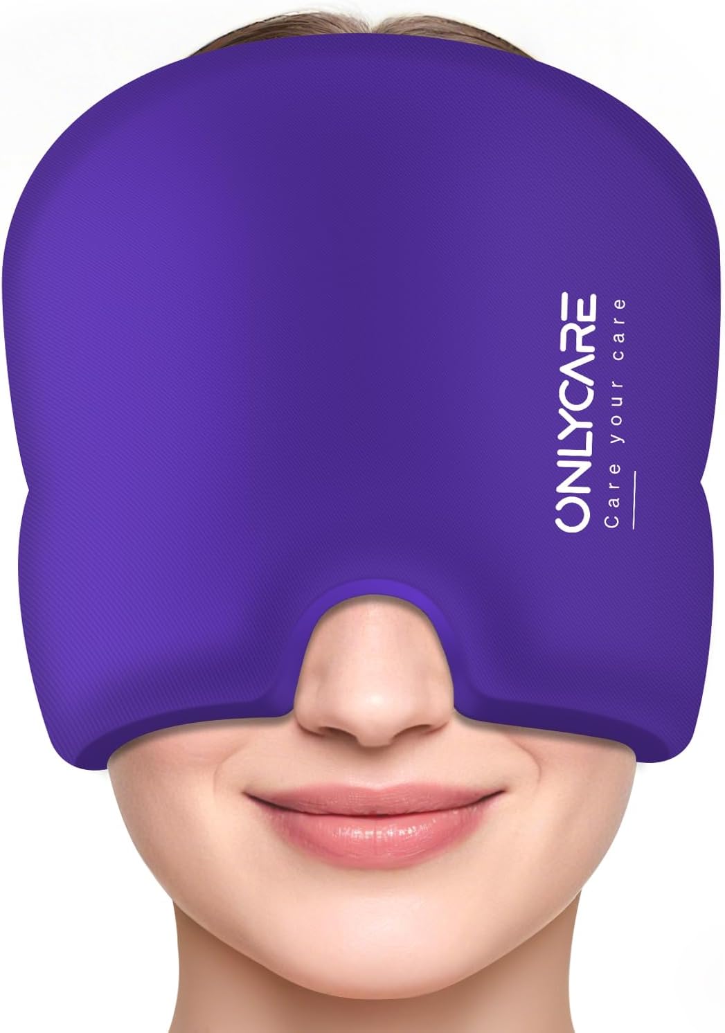 ONLYCARE Migraine Relief Cap, Upgraded Headache Relief Cap with Odorless Reusable Gel Head Wrap, Soothing Face Ice Pack Mask Products with Hot & Cold Therapy for Tension, Stress, Hangover & Puffy Eyes
