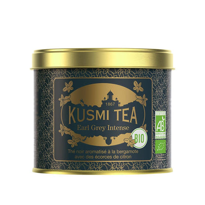 Kusmi Tea - Earl Grey Intense - Organic Earl Grey Black Tea - Features Bolder Bergamot & Tangy Lemon - Strong, Robust, Caffeinated Tea - Loose Leaves - Tin Box of 3.5 oz