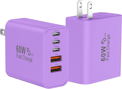 USB C Charger Block Fast Charging, 60W Phone Charger USBC Wall Plug Adapter