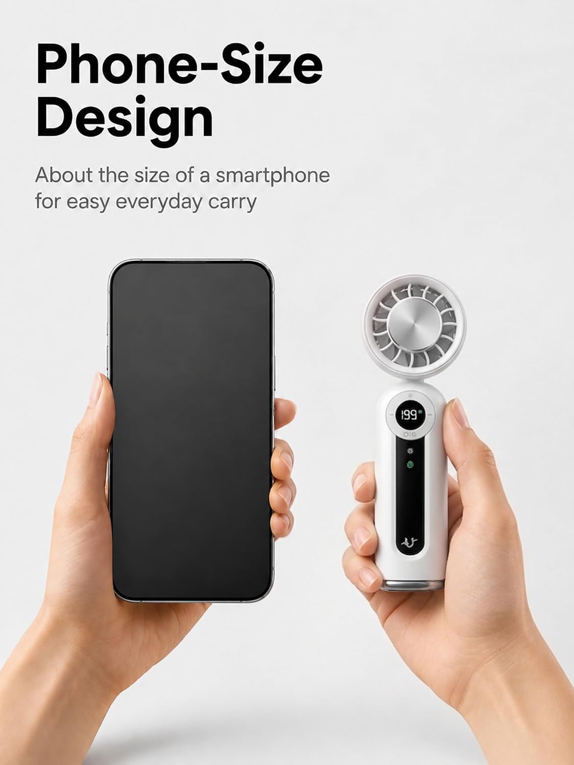 Rechargeable Handheld Fan with Cooling Plate, 199 Speeds and LED Display
