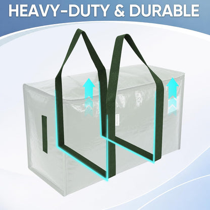 TICONN Extra Large Moving Bags Heavy Duty with Zippers & Carrying Handles, Durable Storage Bags Moving Boxes for Closet Organizers and Storage (Blue)