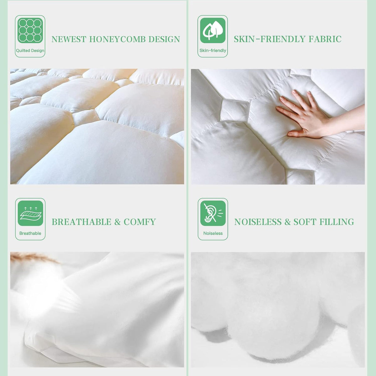 UNILIBRA Queen Mattress Protector Waterproof, Deep Pocket Mattress Pad Cover Fits to 6''-21'', Breathable Hollow Cotton Filling Quilted Mattress Protector for Queen Size