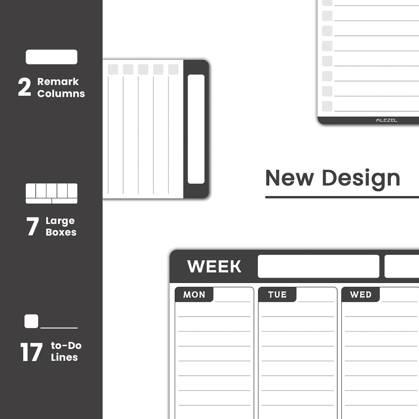 ALEZEL Magnetic Weekly Calendar Whiteboard for Fridge