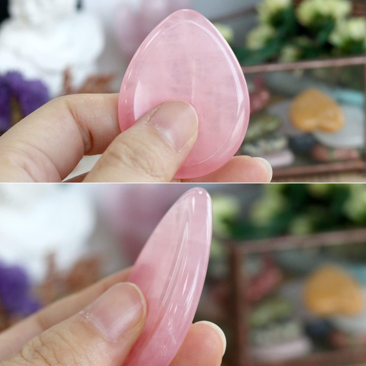 YATOJUZI Thumb Worry Stones for Anxiety Stress Relief Items Healing Crystals Natural Amethyst Rose Quartz Crystal Palm Pocket Stone Gemstones Meditation Reiki Spiritual Gifts for Women Men 2PCS