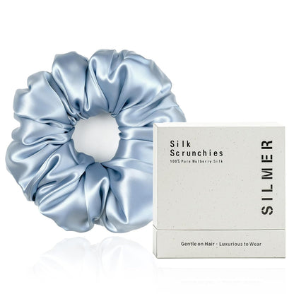 Silmer 22 Momme Silk Pillow Scrunchie Air, Oversized Lightweight Mulberry Silk Hair Tie with High Elasticity, Soft Padded No Crease Ponytail & Sleep Holder (Dusty Rose, 1Pc)