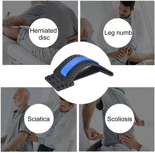 Back Stretcher for Lower Back Pain Relief, 4 Level Adjustable Lumbar Cracker Board Massager, Stretching Device for Scoliosis, Sciatica (Purple)