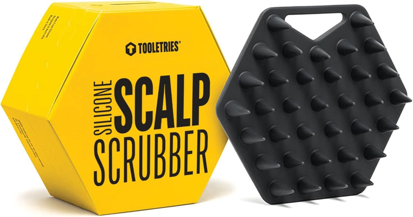 TOOLETRIES Silicone Scalp Scrubber Shampoo Brush, Scalp Brush for Hair Growth for Men & Women, Exfoliates Dandruff & Oil Build-up, Soft Flexible Bristles for Thick, Thin, Wet & Dry Hair - Charcoal