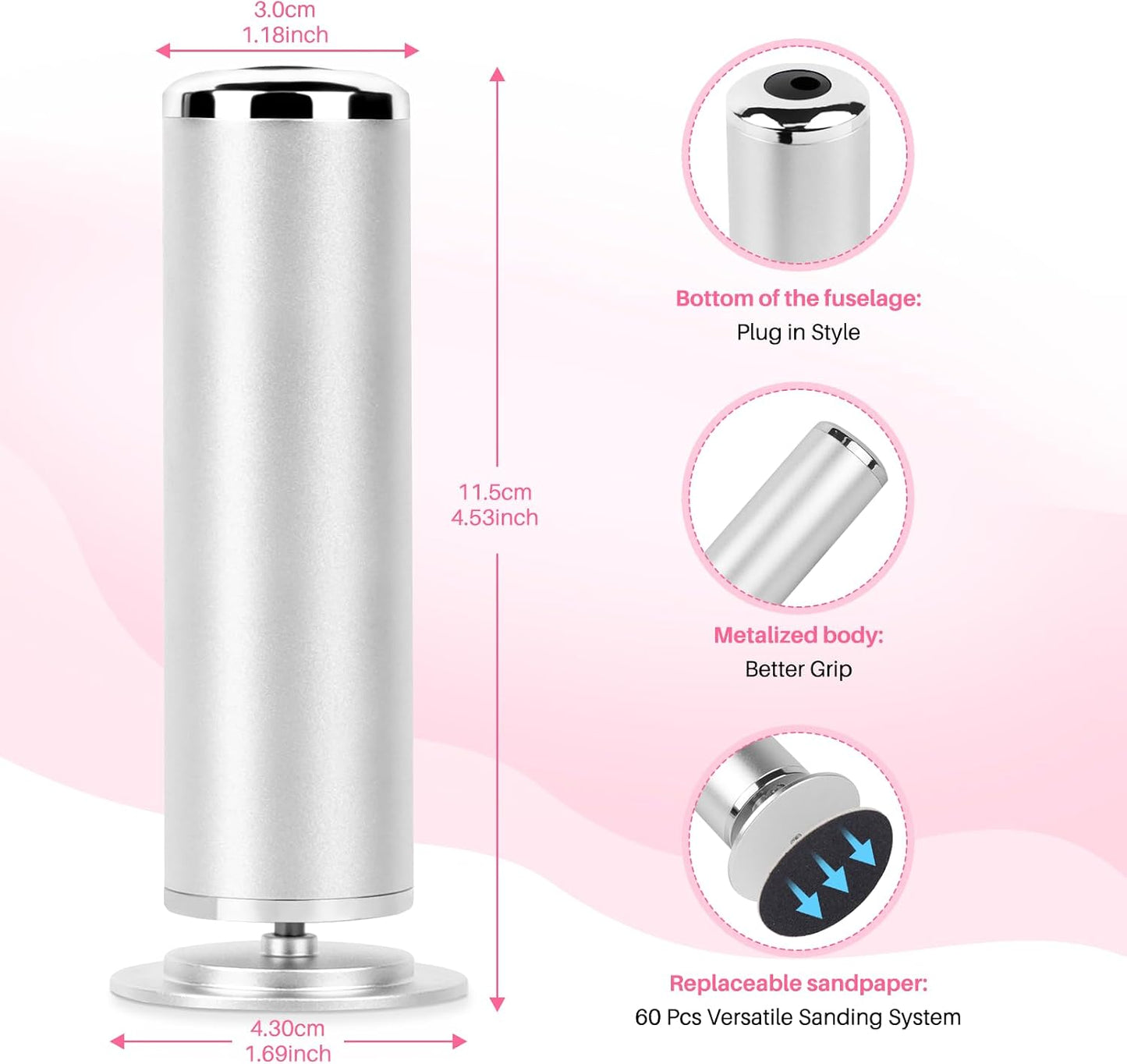 LIONVISON Electric Foot Callus Remover: Adjustable Speed Foot File for Cracked Heels - Working Women's Summer Pedicure Tool with 60pcs Sandpaper Discs - Dead Skin Remover for Dry Feet at-Home