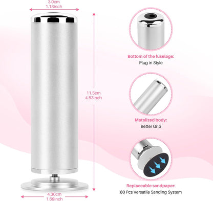 LIONVISON Electric Foot Callus Remover: Adjustable Speed Foot File for Cracked Heels - Working Women's Summer Pedicure Tool with 60pcs Sandpaper Discs - Dead Skin Remover for Dry Feet at-Home