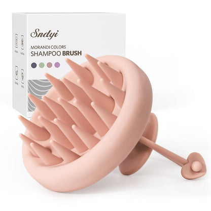 Sndyi Silicone Scalp Massager Shampoo Brush, Hair Scrubber with Soft Silicone Bristles, Scalp Scrubber/Exfoliator for Dandruff Removal, Wet Dry Scalp Brush for Hair Growth & Scalp Care, Oatmeal