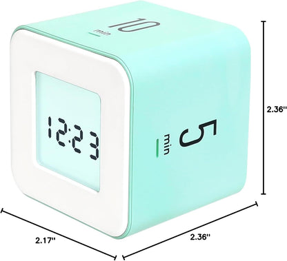 mooas Multi Clock Time Cube Timer (White), Alarm & Backlight Desk Productivity for ADHD Kids Classroom Study, Kitchen, Cooking, Desk, Office, Time Management 5,15,30,60 min Timer Various Setting
