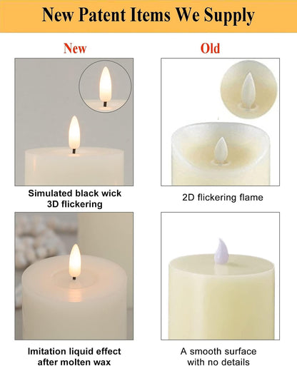 ANGELLOONG Flickering Flameless Candles, Realistic Battery Operated Candles with Remote and Timer, Set of 3 LED Candles for Fall Room Home Wedding Decor Centerpieces Table Party Christmas Decorations