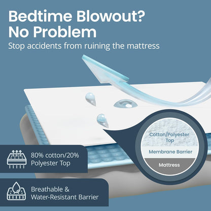 SafeRest Waterproof Queen Size Mattress Protector - Viscose Derived from Bamboo - Fitted with Stretchable Pockets - Machine Washable Viscose Blend Mattress Cover for Bed