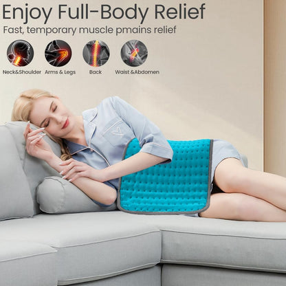 Heating Pad for Back Pain & Period Cramps Relief, 9 Heat Settings Electric Heating Pad for Neck & Shoulder, Auto Shut Off, Soft Machine Wash Fabric, Gifts for Mom, Women, 12''x24'', Gray