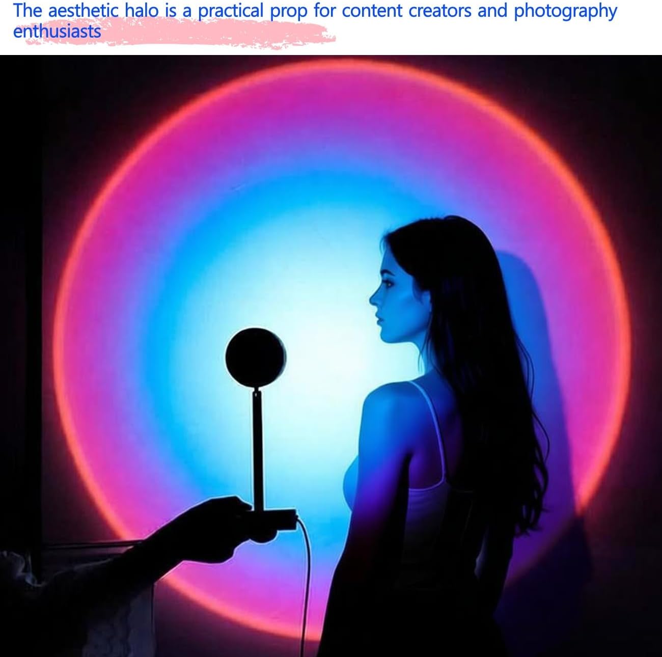 Jensense Sunset Lamp Golden Glow Closely Sunset Sunrise Feel Night Light Simple Mood Light Decor Bedroom Photography Live Streaming Background, NO APP, NO Color Changing