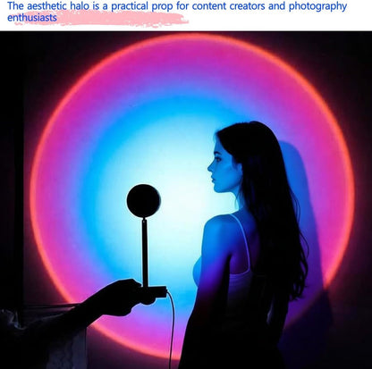 Jensense Sunset Lamp Golden Glow Closely Sunset Sunrise Feel Night Light Simple Mood Light Decor Bedroom Photography Live Streaming Background, NO APP, NO Color Changing