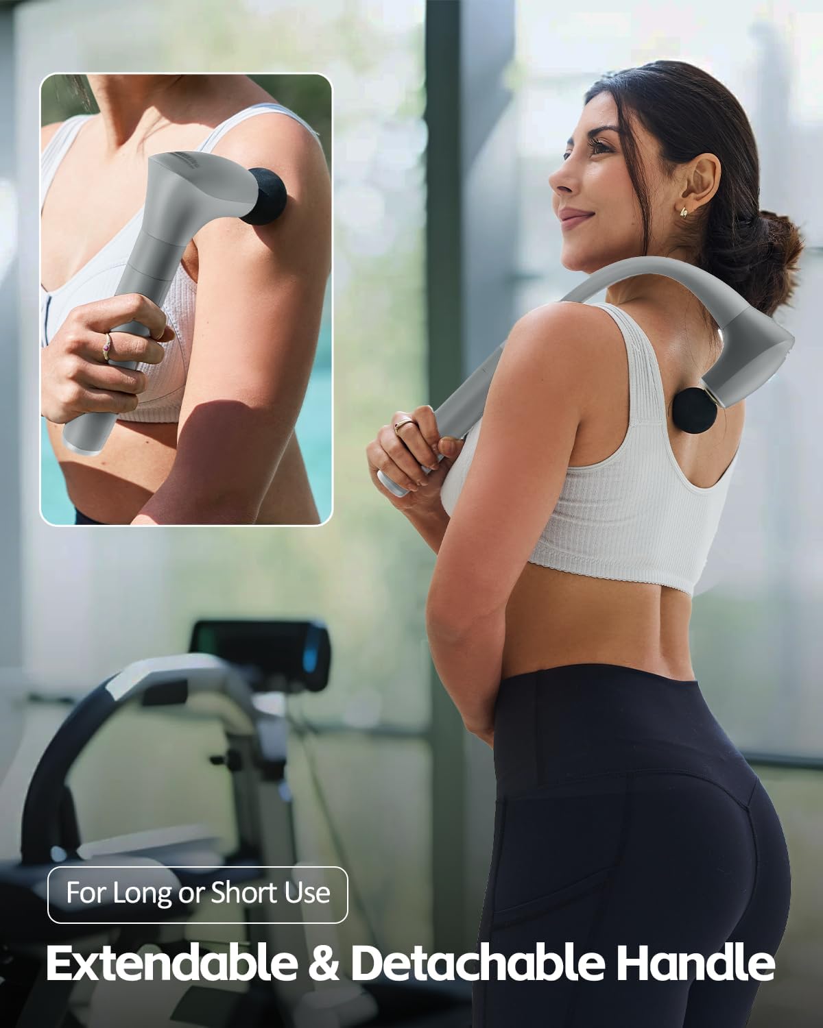 2-in-1 Detachable Massage Gun Deep Tissue with Extension Handle