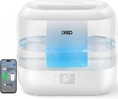 DREO 4L Smart Cool Mist Humidifiers for Bedroom HM311S Black | Top Fill, Quiet Sleep 28 dB, 36H Runtime for large room, Touch/APP/Voice Control, Nightlight, ideal for Baby, Plants, Nursery