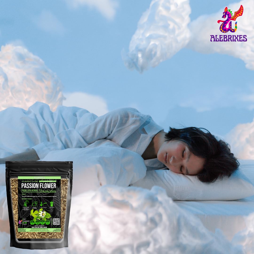 Alebrixes | Passion Flower Herbal Tea (4 oz) | Whole Dried Passionflower Leaf | Te Passiflora - Pasiflora | Relaxation, Focus, Bed Time Tea.