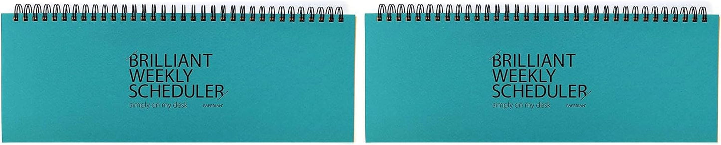 PAPERIAN Brilliant 2021 Weekly Planner - Wirebound Undated Gray Desk Planner (12 X 4.4 inches)