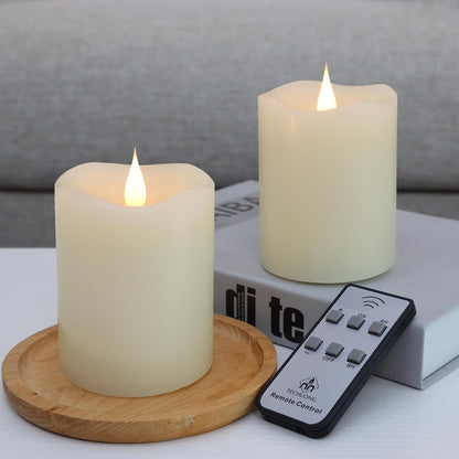 TECHLONG Flameless Candles Battery Operated with Timer, 3D Moving Flame Flickering, Last 600+ Hours Battery Candles, 3" x 3" Ivory Real Wax Electric LED Candle for Wedding Party Decorations