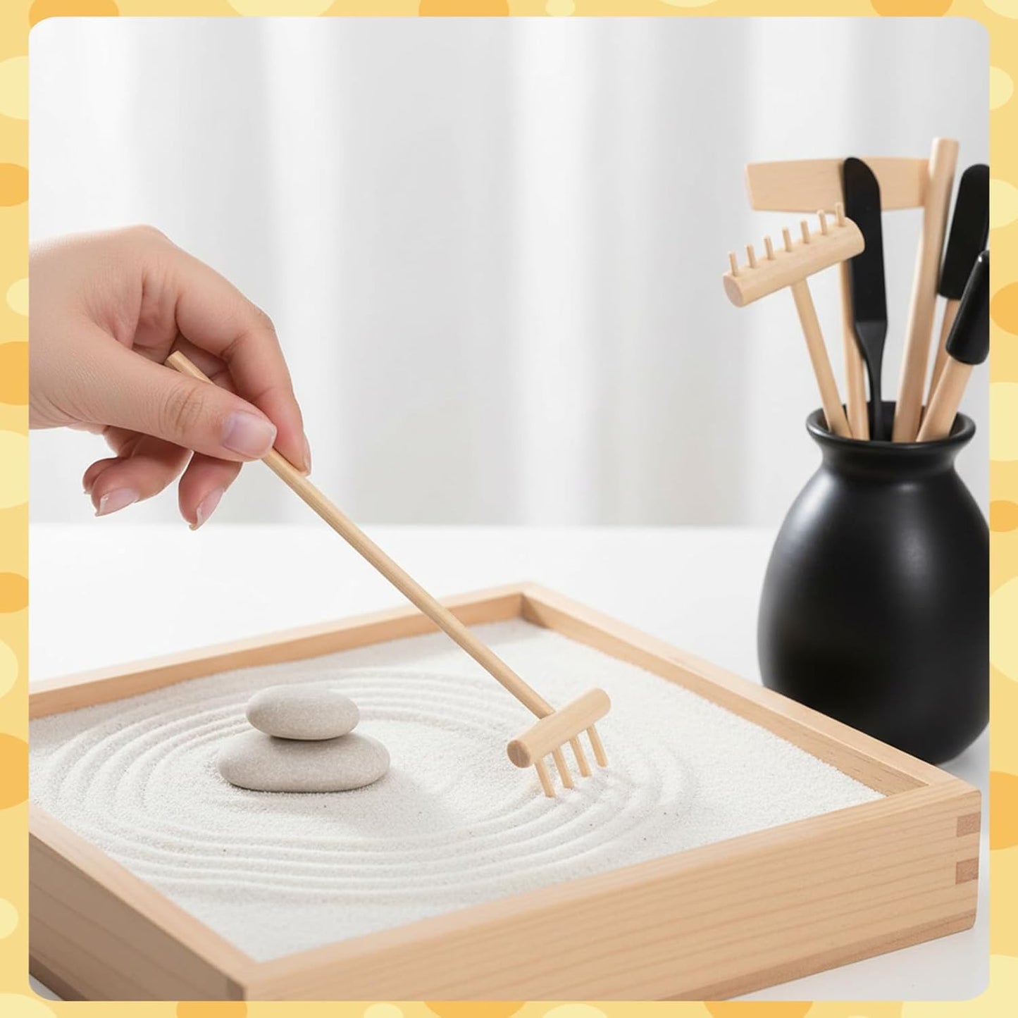 6 Pcs Mini Zen Garden Rake Tool, Mini Zen Garden Accessories Desktop Sand Rock Push, DIY Sand Decor for Home, Office, Desk, Gardens Decoration