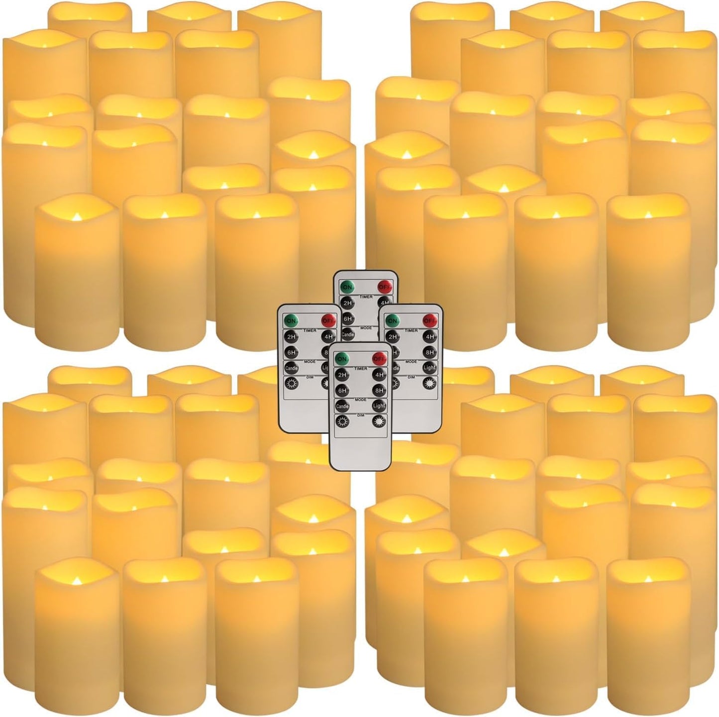 YOROXRG Set of 24 Waterproof Outdoor Flameless Candles, LED Candles with 4 Remote and Timer,(H 4" 5" 6" x D 2.2"),for Halloween Wedding Festiv