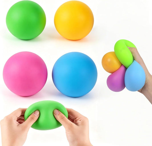 Colorful Stress Balls for Adults - Soft Maltose Flour Squishy Balls Sensory Fidget Toys for Anxiety Relief, ADHD, Autism - Squeezable Hand Grip Strengthener, Quiet Desk Toys -(Random Color)