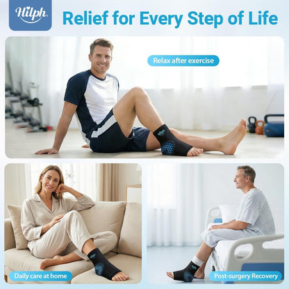 Hilph Foot Ankle Ice Pack Sleeve for Plantar Fasciitis Relief with Massage Ball, FSA Eligible Cold Therapy Wrap with Double Gel for Achilles Tendonitis, Heel Spur, Swelling, Sore Feet Pain Relief