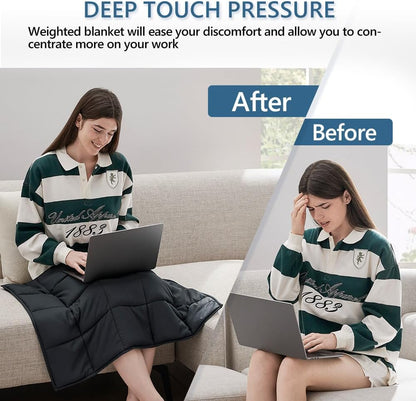 L'AGRATY Weighted Lap Pad 7lb: Small Weighted Blanket for Adults - Cooling Portable Travel Blanket for Relaxation Sleeping - Washable All-Season (29" x 24")