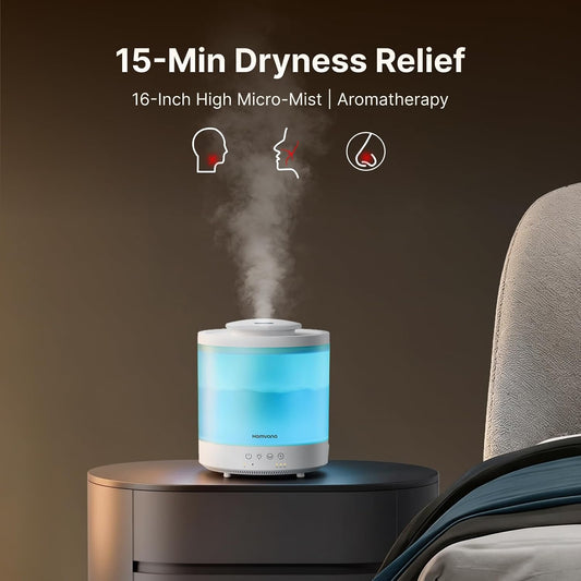 Homvana Humidifiers for Bedroom, Large Room, 1.5L Top-Fill, 2 Packs