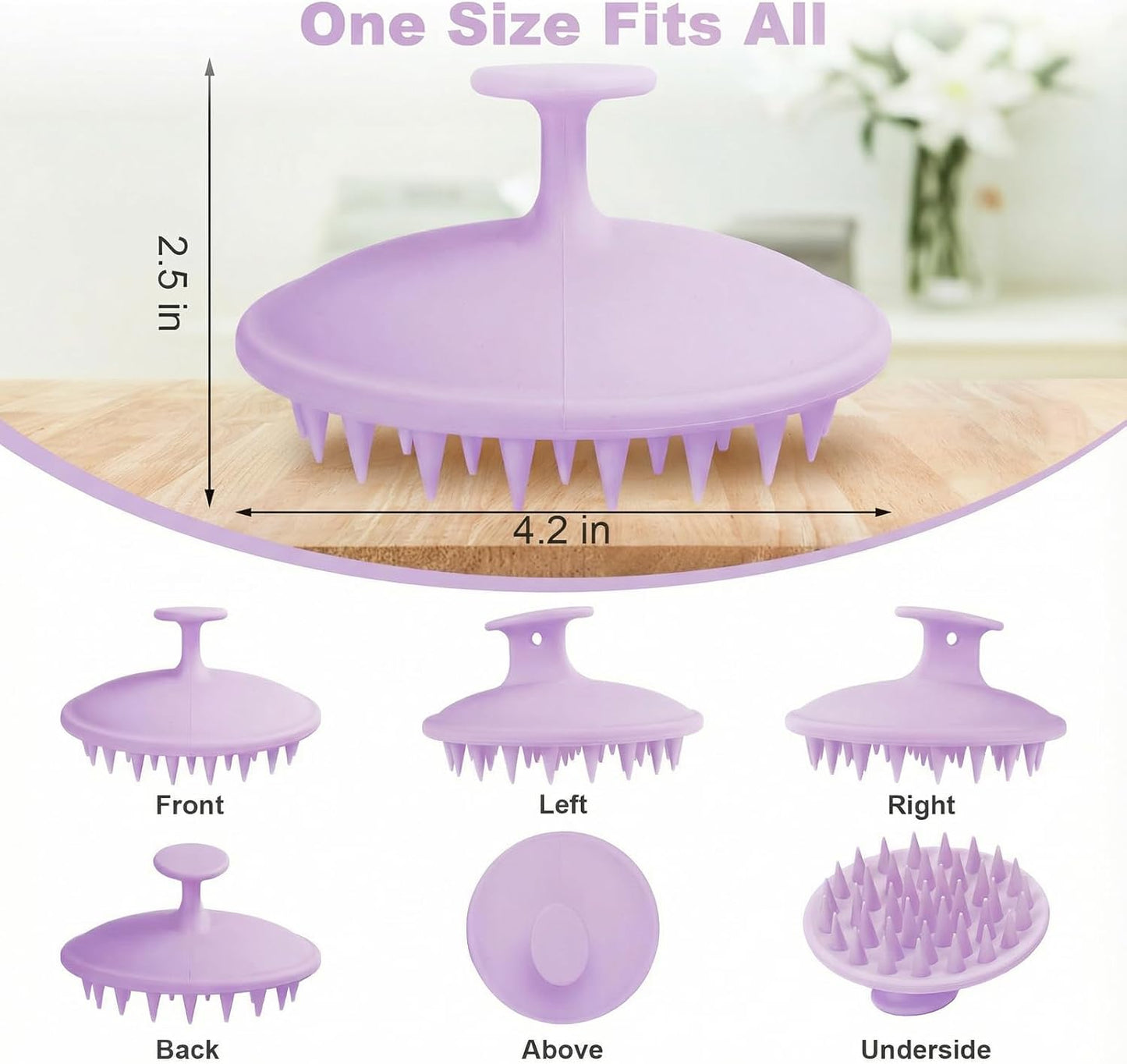 Meartchy Silicone Scalp Massager Shampoo Brush, Scalp Brush for Hair Growth & Dandruff Removal, Hair Scrubber Scalp Stimulator Exfoliator Brush with Soft Bristles for Wet Dry Scalp Care (Black)