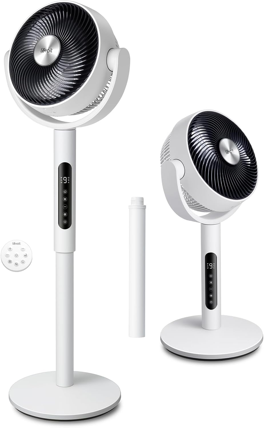 LEVOIT Standing Fan for Bedroom, 20dB Quiet Pedestal Fan for Sleep, 1024 CFM Ultra-High Airflow, 90° Oscillating Floor Fan, DC Motor, 5 Speeds, 12H Timer, Remote, for Home, Room, Office, White
