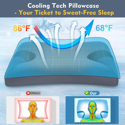 Adjustable CPAP Pillow for Side & Back Sleepers – Reduce Mask Air Leaks & Pressure, Cervical Memory Foam Neck Support with 2cm Removable Insert, Cooling Washable Cover – Fits Full Face & Nasal Masks