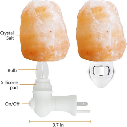 pursalt Himalayan Salt Lamp Night Light Plug in, Certificated 360 Degree Rotatable Wall Plug with Extra 2 Replacement Bulbs Bathroom Bedroom Night Light, Pink Crystal Rock Salt Hand Crafted