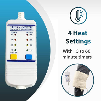 Professional Grade Heating Pad with Automatic Moist Heat by Thermotech, High-Heat Heating pad for Deep Penetrating Heat - 2nd Gen Version (Extra Large King Digital - 26" by 14")