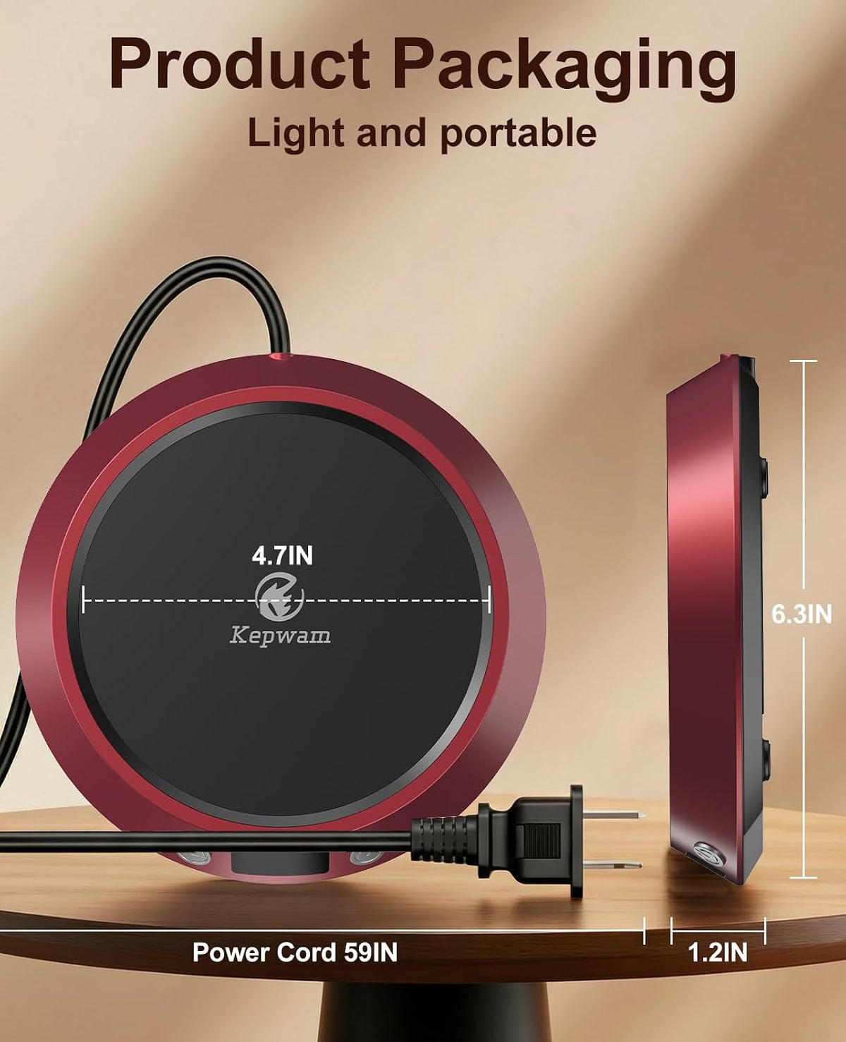 Kepwam Mug Warmer for Desk, Coffee Warmer with 3 Temp Settings & 2-9H Timer