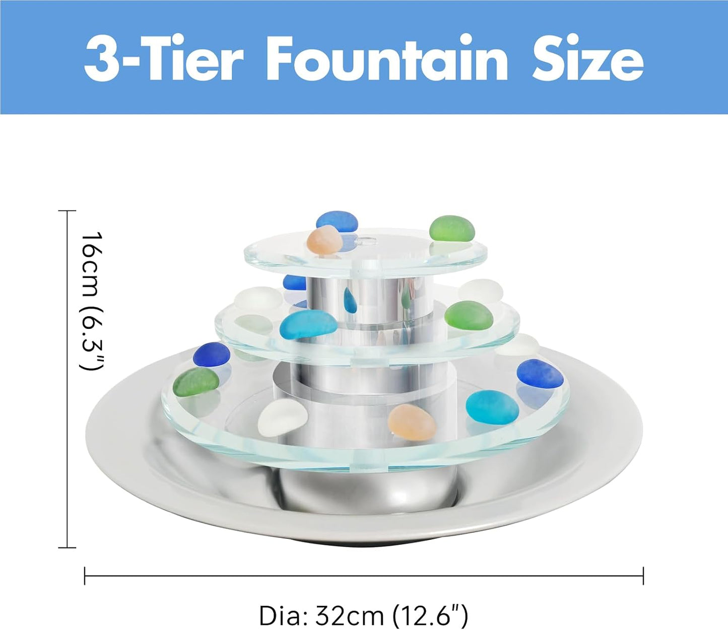 Pamopamo Indoor Tabletop Waterfall Moon Fountain, Home Décor Soothing Rain Sound Meditation Relaxing Fountains, Nature Slate Water Feature with Light for Room Office Desktop Decoration-13 Tall