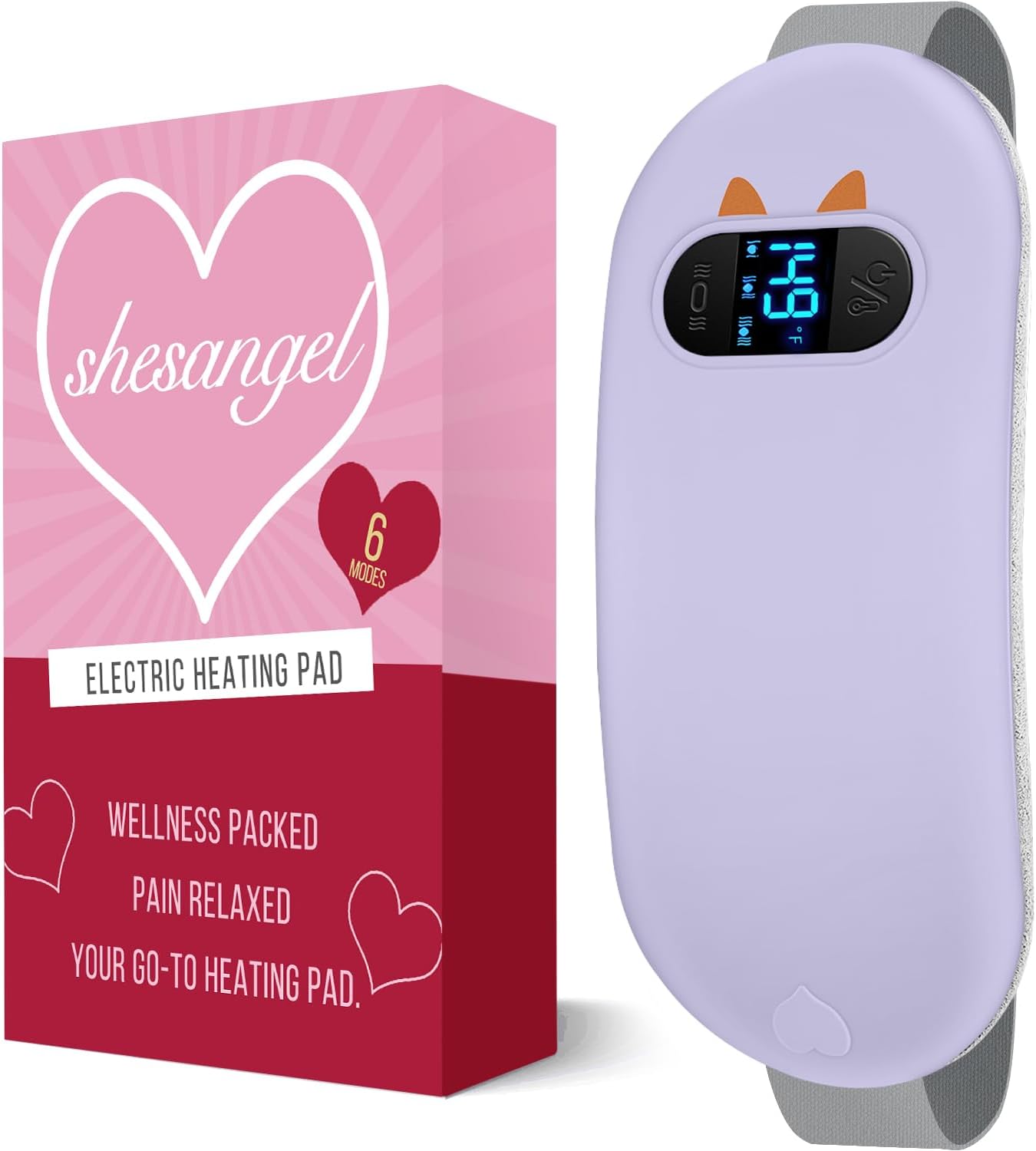 Electric Heating Pad, Portable Cordless Menstrual Heating Pad with 6 Heat Levels and 6 Massage Modes, Fast Large Heating Belly Wrap Belt for Cramps, Back Pain Relief Gifts for Women Girls Her